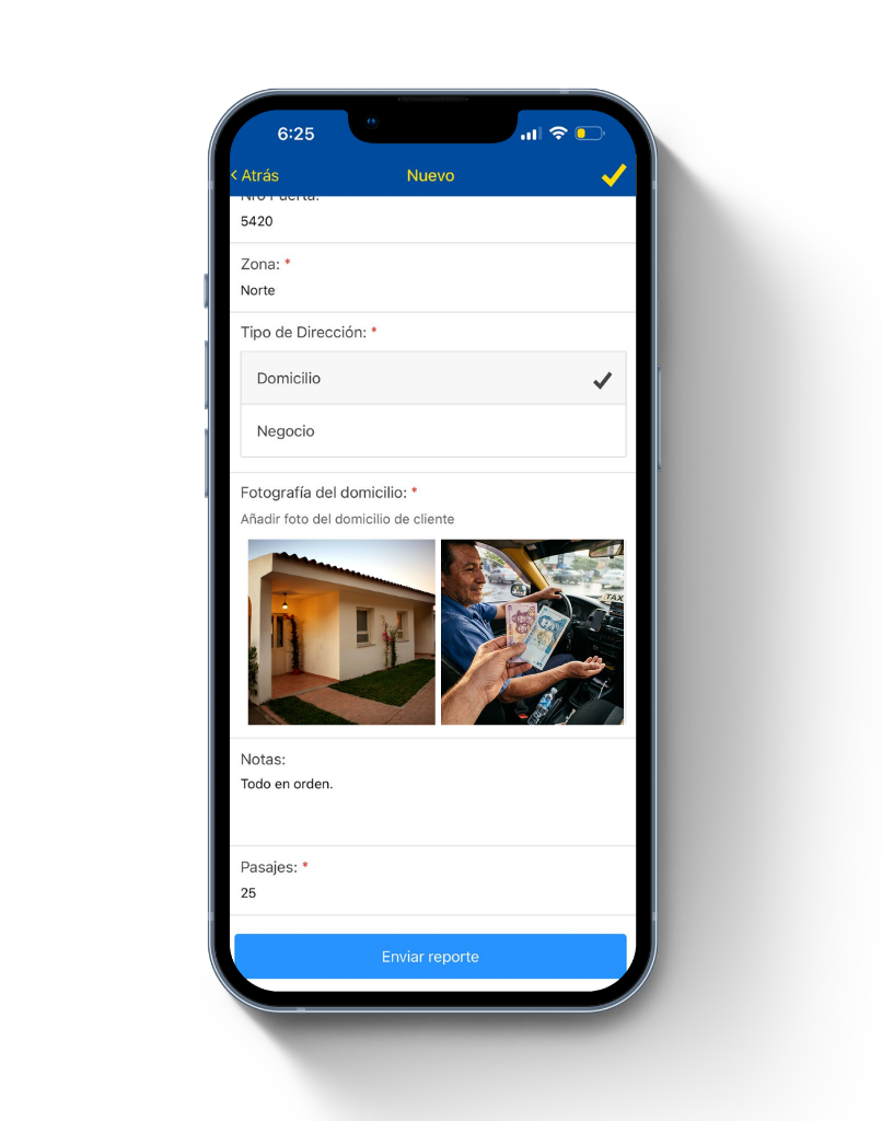Control de viáticos y pasajes de gestores de cobranza registrados dentro del reporte de visita desde app de campo