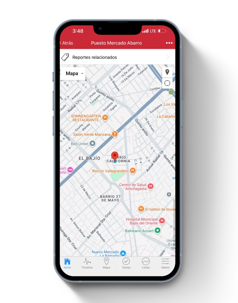 Reporte de cobertura en PDV de canal tradicional con visita efectiva registrada y presencia de productos propios por línea desde app