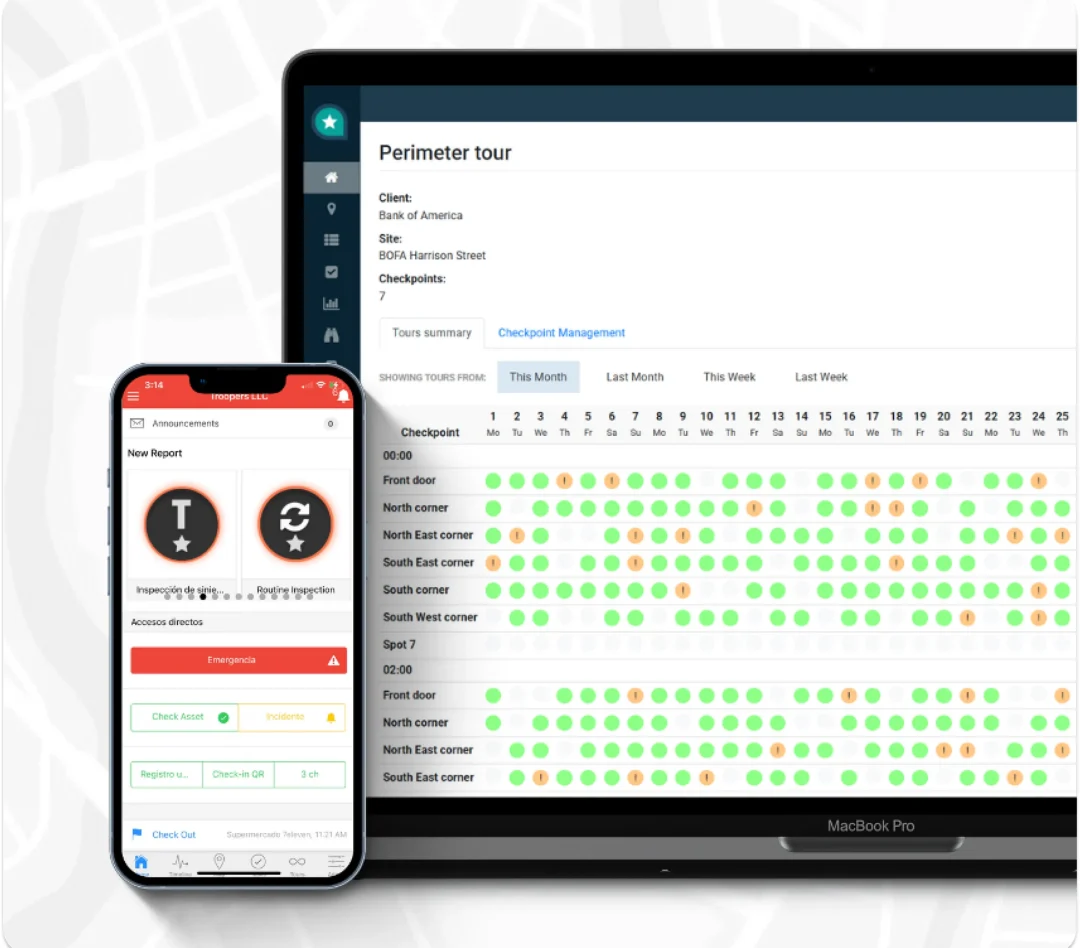 Software de rondines de seguridad CityTroops con plataforma de escritorio y app móvil para guardias de seguridad